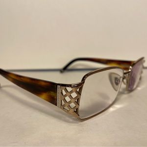 Versace Gold Brown Tortoise Rectangular Glasses Italy MOD 1160 1052 53 16 130